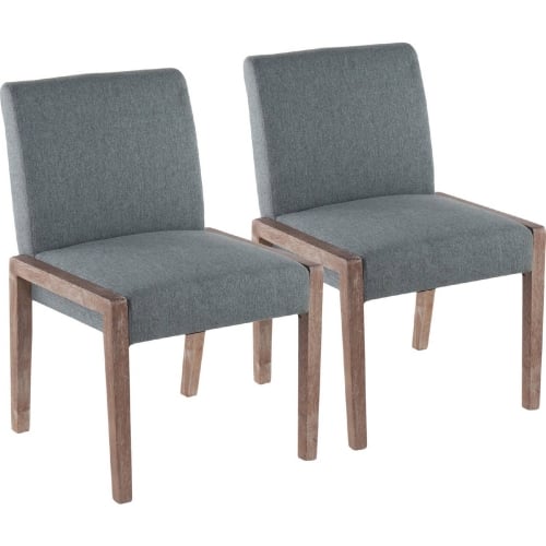 Carmen Dining Chair in White Washed Wood & Teal Fabric (Set of 2)